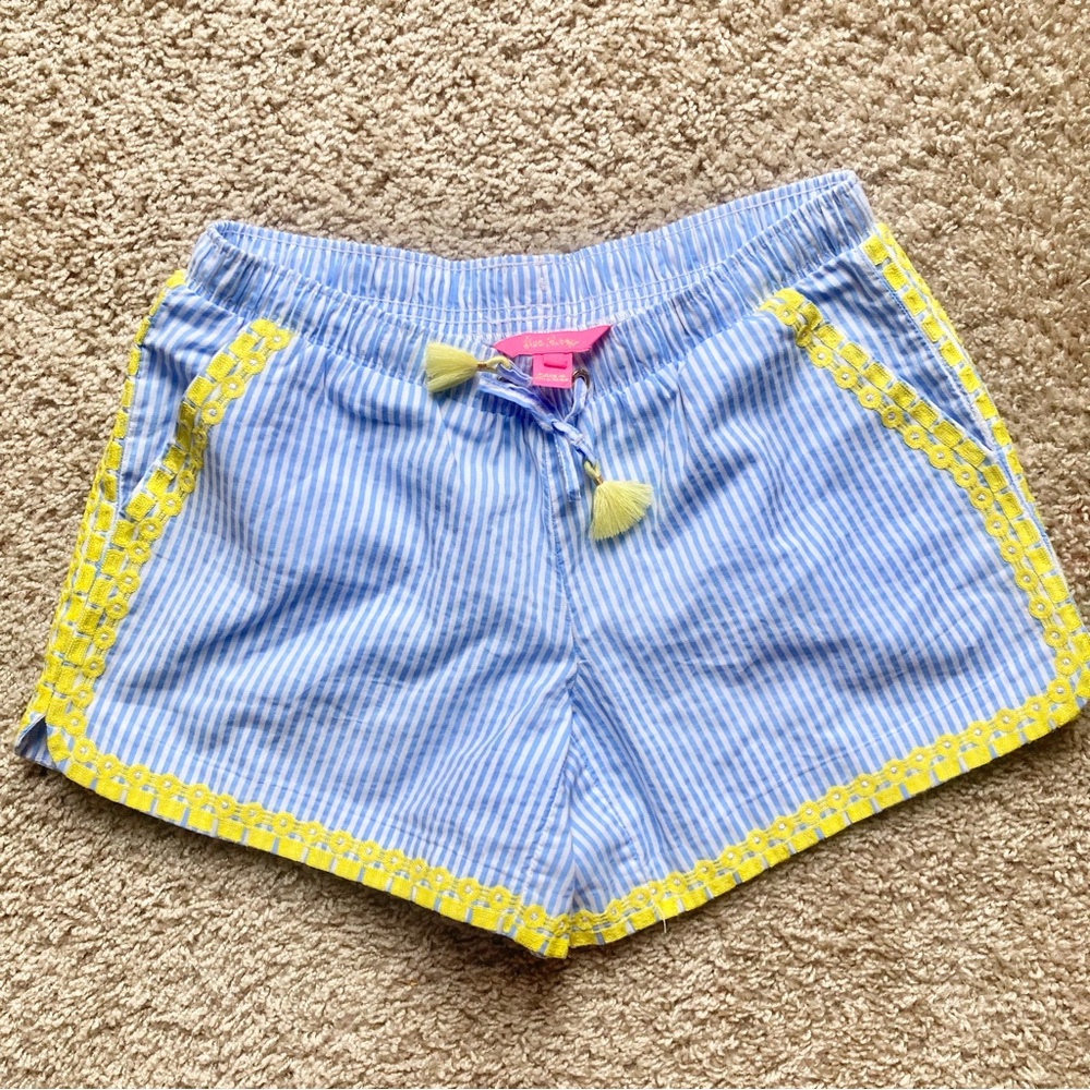 Lilly Pulitzer Katia Embroidered Shorts Blue Peri Swizzle Stripe